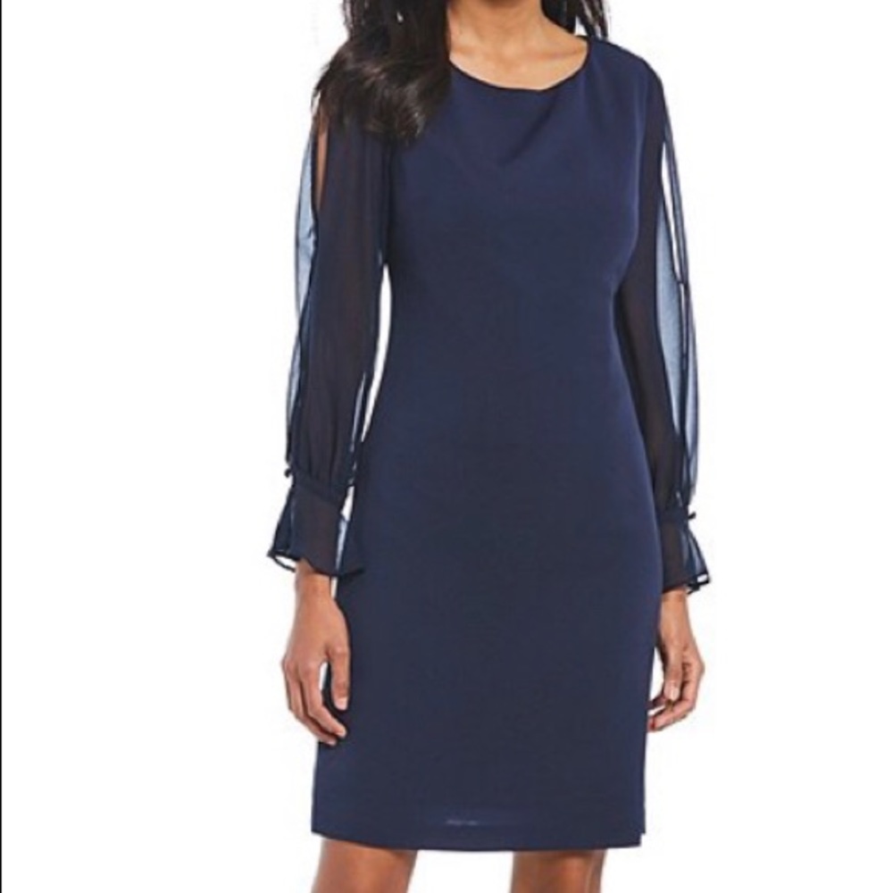 Karl Lagerfeld Chiffon Split Sleeve Sheath Dress